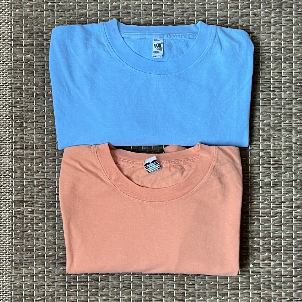 LONG SLEEVE BABY BLUE / SHERBERT ORANGE CREWNECK 2 PACK IN SIZE LARGE